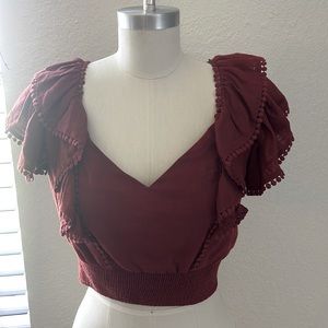 Maroon Blouse with Tie in Back